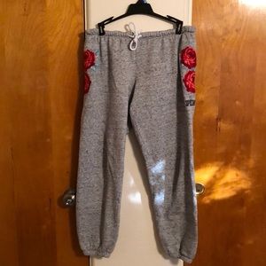 Grey Heathered VS Pink Sweats with Roses